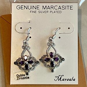Marsala Genuine Marcasite Earrings